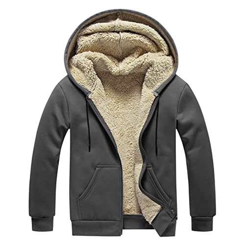 Mens Hoodies Zip up Jacket Fleece Lined Solid Color Sweatshirts Lightweight Casual Comfortable Hooded Sweatshirts