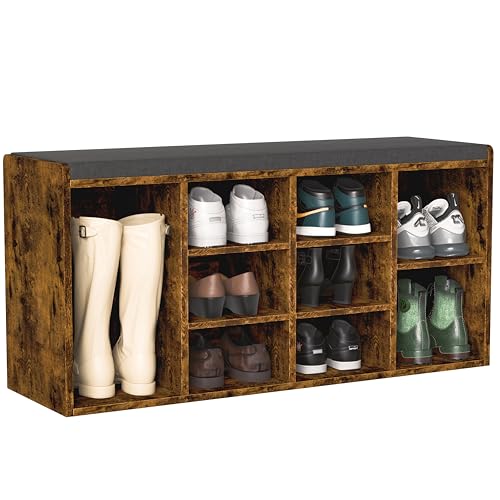 Blisswood Shoe Storage Bench, Hallway Bench with 9 Open Stor