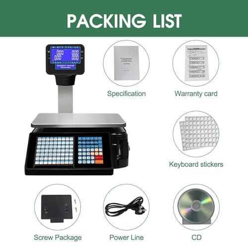 Báscula comercial digital con impresora y caja registradora 30kg miniatura 6