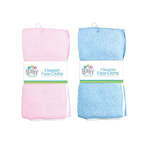 The Home Fusion Company3 Pack SuperSoft Baby Wash Cloths Bath Feeding Shower Towel Flannel Wipe Pink Or Blue