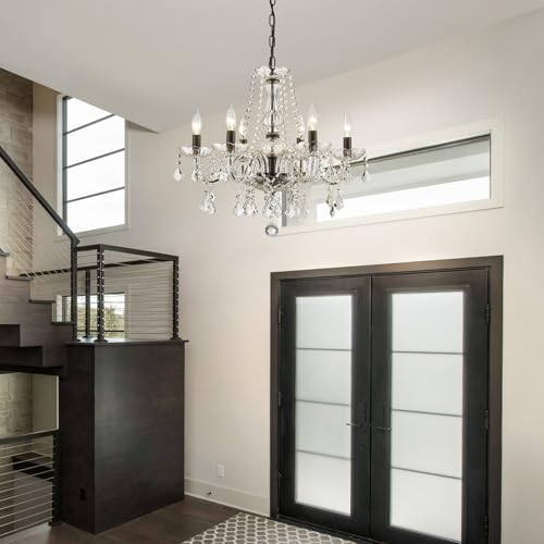 WUZUPS Crystal Candle Chandelier Pendant Flushmount Ceiling Light Modern Lighting Fixture for Bedroom Hallway Bar Kitchen Bathroom, H 68 x W 56, Black, E14 Base - Cosy Home Interiors WUZUPS Crystal Candle Chandelier Pendant Flushmount Ceiling Light Modern Lighting Fixture for Bedroom Hallway Bar Kitchen Bathroom, H 68 x W 56, Black, E14 Base - Image 9