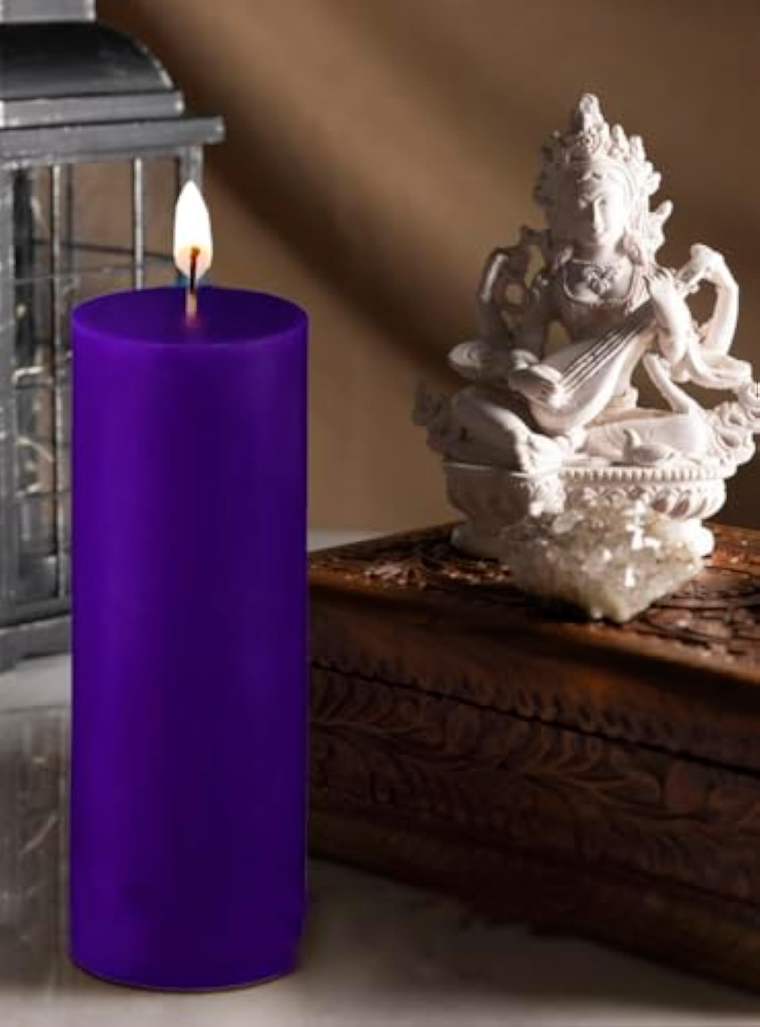 Highly Fragrant Hand Poured Jar Candle with Lavender Pillar