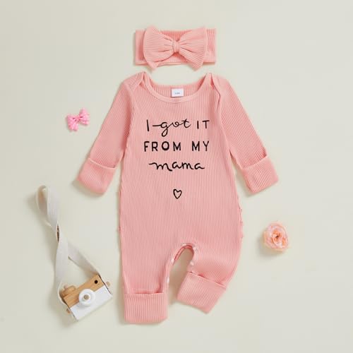 Seyurigaoka Going Home Outfit Baby Girl Newborn Daddy's Girls Clothes Rib Knit Romper Jumpsuit Preemie Hospital Outfits3