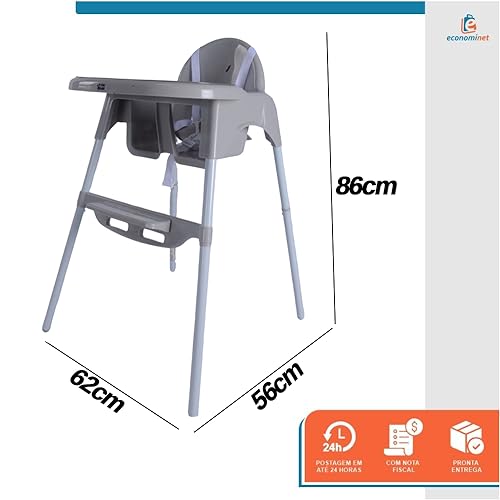 Cadeira Cadeirão Alimentacao Portatil Refeição Infantil Bebe Papa Feliz - Baby Style (Cinza)