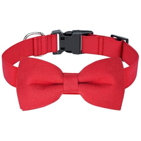 Malier Christmas Dog Collar and Bow tie with Classic Snowflake Pattern, Adorable Dog Collar with Light Release Buckle Pet Accessories for Puppy Dogs Cats Pets (Red, X-Small) Cover