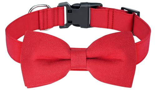 Malier Dog Christmas Collar with Bow tie, Classic Red Dog Christmas Collars for Girls and Boys, Cute...