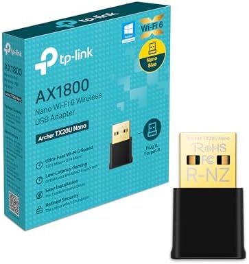 TP-Link Nano USB WiFi 6 Adapter for PC(Archer TX20U Nano)- AX1800 2.4G/5G Dual-Band Wireless Network Transceiver Adapter for Desktop PC, OFDMA, MU-MIMO, WPA3, Travel Size, Supports Windows 11/10
