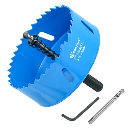 3-1/2 Inch Hole Saw with Arbor for Metal and Wood Cutting Bi-Metal Hole Cutter 3-1/2 Hole Saw Kit for Drywall Wood PVC Boards Fiberglass and Vent Pipes