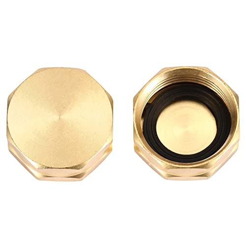 Sanpaint 2 Pack Garden Hose End Caps With Washers, Brass Spigot Cap, 3/4" Female End Cap #TOP3