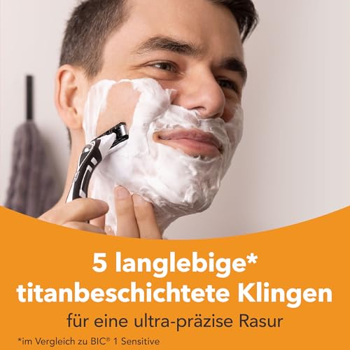 Foto von BIC Hybrid 5 Flex Rasierer Herren, Nassrasierer mit 10 Wechselklingen mit je 5 Klingen, mit Aloe Vera & Vitamin E, mit Präzisionstrimmer