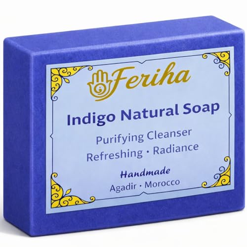 FERIHA Moroccan Indigo Nila Facial Soap - Handmade with Argan Oil & Shea Butter