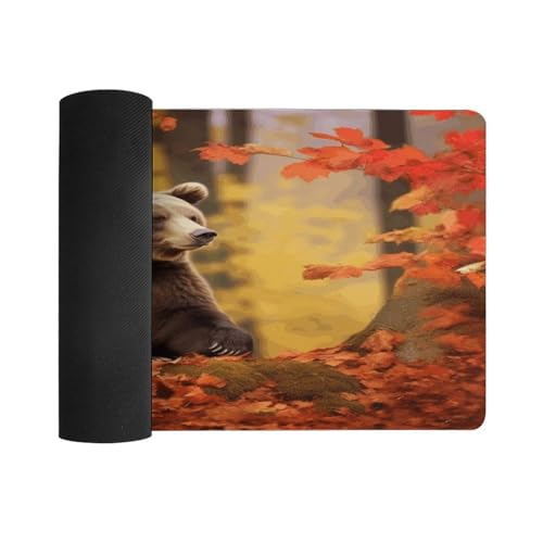 Brown Bear in Autumn Desk Pad con Base de Goma Grande miniatura 3