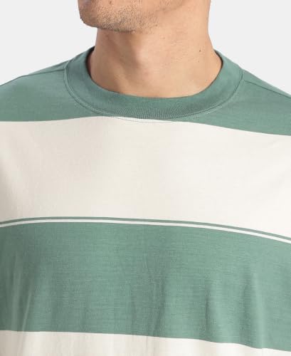 Image of Jockey UM24 Men Super Combed Cotton Rich Striped Oversized Tshirt