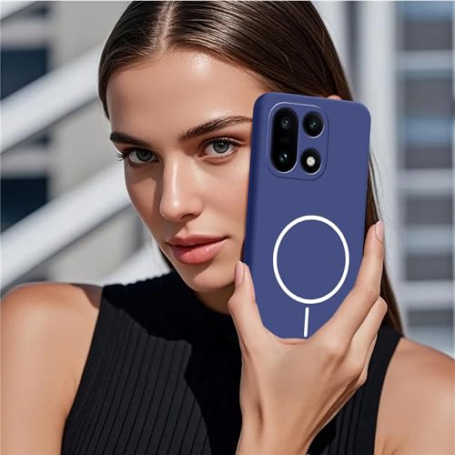 Image of amazon basics Back Cover for OnePlus 15 5G | Ultra Slim Soft Rubberised Case | Magsafe Logo Printed (Not Magsafe Compatible) | Camera Protection - Blue