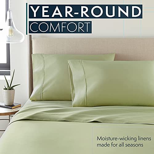 HC COLLECTION Bed Sheets Cal King, Hotel Luxury Platinum 1800 Series Brushed Microfiber Flat Sheet Deep Pocket Fitted Sheet and 2 Envelope Pillowcases, Ultra Soft 4 Pcs Bedding for Hot Sleepers, Sage
