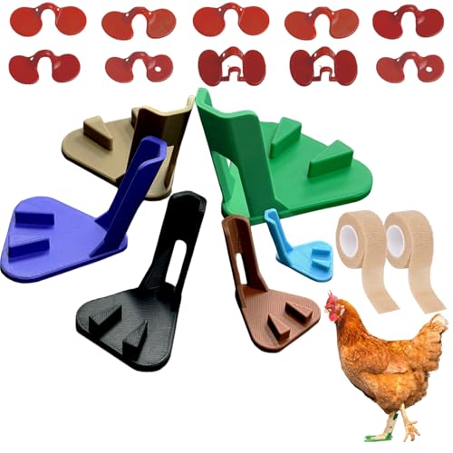 Falnvita 6Pcs Chicken Splint for Toe Curling, fractures Chicken Leg Splints for Bumble Foot Treatment, Prosthetic Leg splints, All Growth Stages Adjustable Splint with pinless Peepers for Chickens