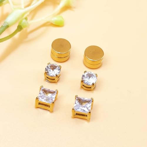 Besyvvin 6stk Magnetischer Ohrstecker Gold Fake Magnet Ohrringe Kein Piercing Ohr Stecker für Herren Mann Damen