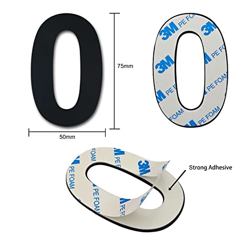 Ywonobs House Numbers - 3 Inch Self Adhesive Metal Stainless Steel Door Numbers Stickers For House Mailbox Apartment Hotel Courtyard - Black(0) #TOP3