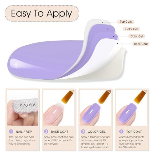 Image of CANNI 9ml Light Purple Gel Nail Polish, High Gloss UV LED Soak Off Gel