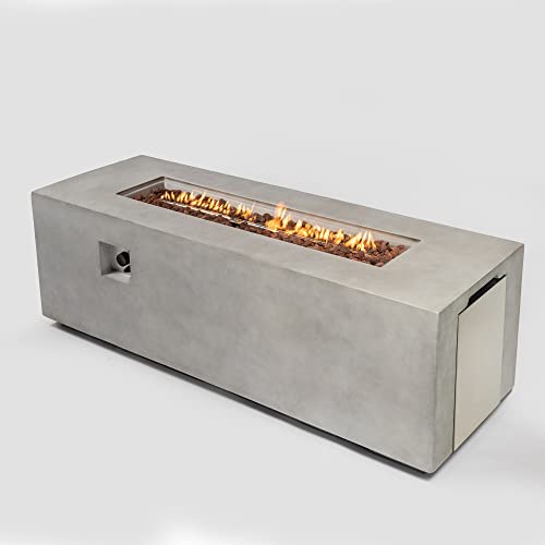 Concrete Outdoor Propane Brazier Table - 70 Inch Rectangular Brazier, Outdoor Fireplace, Smokeless Brazier, Propane Gas Fire Stand, Indoor And Outdoor, With Etl Certificate, Adjustable Flame #TOP7