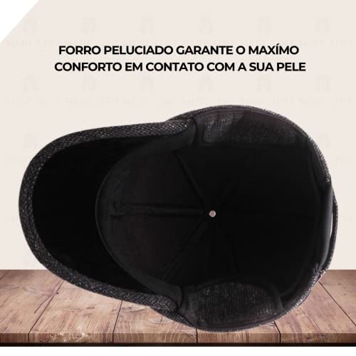 Boné Masculino C/Protetor de Orelhas Design Moderno Cor:Preto;Tamanho:Ajustável