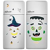 2 Sets Halloween Refrigerator Magnets Decorations Reflective Cute Pumpkin Witch Bat Pattern Funny...