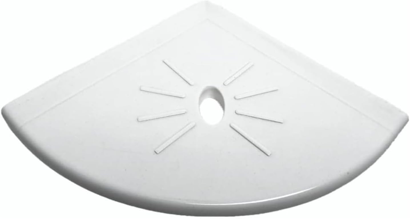 Tenedos Resin Decor 8 Inches Corner Shower Shelf – White Flatback 9x9 Wall Mounted Bathroom Tile Storage Accessory for Soap, Shampoo & Essentials, Durable Resin