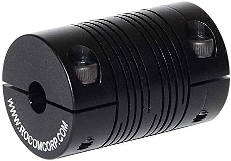 Rocom Couplings Corp 1/4 inch bore by 1/4 inch bore Flexible Shaft Beam Coupling, 76 lb-in Static Torque rating, Clamp Attachment, 1.0 inch Outside Diameter by 1 1/2 inch Long, High-Strength 2024 Alum