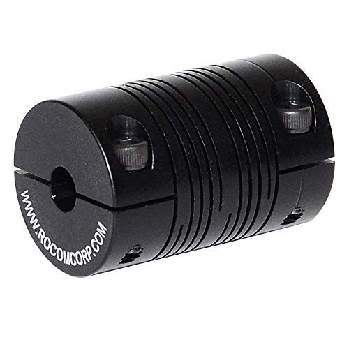 Rocom Couplings Corp 1/4 Inch Bore By 1/4 Inch Bore Flexible Shaft Beam Coupling, 35 Lb-In Static Torque Rating, Clamp Attachment, 3/4 Inch Outside Diameter By 1.0 Inch Long, High-Strength 2024 Alumin #TOP18