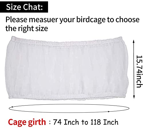 Image of Universal Bird Cage Seed Catcher,Seed Catcher Guard Net Cover,Parrot Nylon Mesh Net Cover,Soft Airy Cage Net Stretchy Skirt for Round Square Cages (Circumference 74 inch to 118 inch,White)