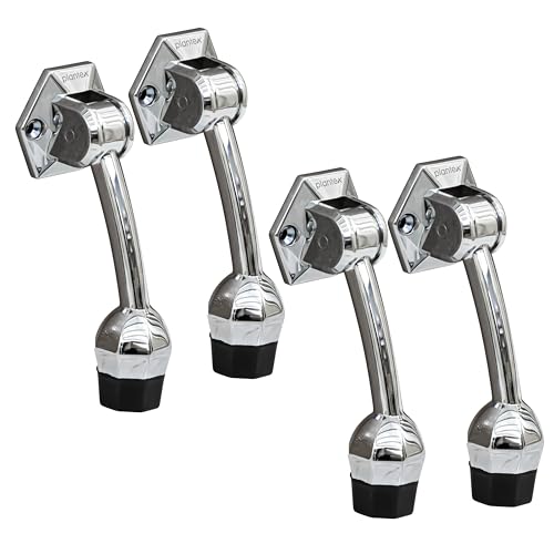 Image of Plantex Door Stopper for Main Door /5-Inch Stopper with Rubber Grip /Stoppers for Wooden Door /Stops for Door - Pack of 4 (Chrome)