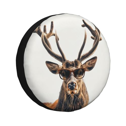 Image of Deer Spare Tire Cover Wheel Protectors Weatherproof Deer Pattern Wheel Covers Universal Fit for Trailer RV SUV Truck Camper Travel Trailers Accessories 15 Inch