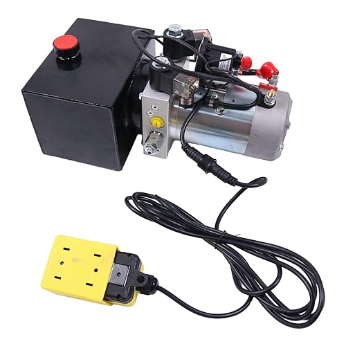 Image of HOLDWELL 12V 4 Quart Hydraulic Pump Double Acting Hydraulic Pump Unit with Steel Oil Tank Compatible with Dump Trailer Car Lifting