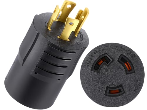 Kanayu Generator Welder Adapter Compatible with NEMA L14-30P to L6-30R, 30A 4 Prong Male Plug to 30A 3 Prong Locking Female Outlet Receptacle Generator Welder Dryer EV Charger Power Cord Adapter