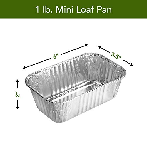 Thick Aluminum Loaf Pans (50 Pack) | 1 Lb. Mini Baking Pans for Bread, Lasagna, Meatloaf, Cake | Heavy Duty Disposable Oven Bake Tin for Cooking & Food Storage