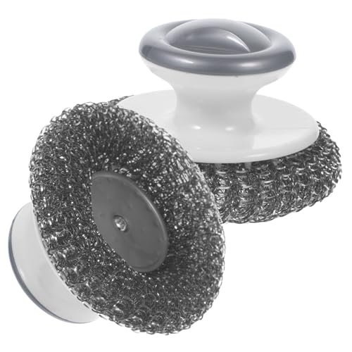 HAPINARY 2-Piece Stainless Steel Dish Scrub Brush Kitchen Cleaning Brush Dish Brush Handle for Tough Cleaning Jobs