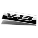 Chrome Finish Metal Emblem V8 Badge (Black Letter)