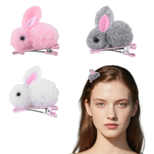 Pinzas de cabello conejito de Pascua peluche lindo accesorios para cabello 6 piezas
