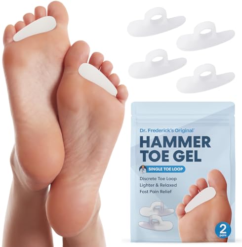 Dr. Frederick's Original Hammer Toe Corrector Gels - 2 Pairs - All-Day Relief for Crooked & Overlapping Toes - Soft Cushioning - Symptomatic Support for Toe Alignment - White - 1 Loop Design