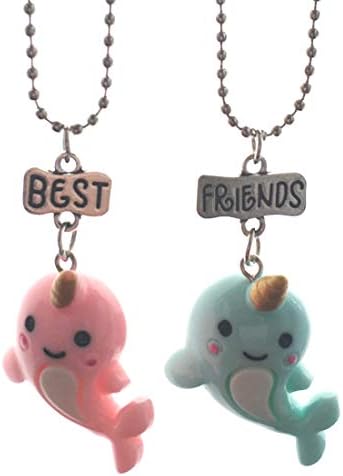 Eaear Best Friend Narwhals Not a Unicorn Pendant Necklace Set for Girls Kid Teen Friendship BFF for 2
