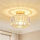 Stepeak Gold Deckenlampe Wohnzimmer, Kristall Deckenleuchte Wohnzimmer, Deckenlampe Schlafzimmer mit Glas Lampenschirm, Gold Kronleuchter, Modern Kristall Kronleuchter für Esszimmer Flur Küche