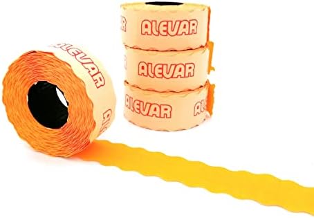 10 Rotoli Etichette Prezzatrici 26x12 Mm, Rosso Fluo Permanente - Totale 10.000 Etichette