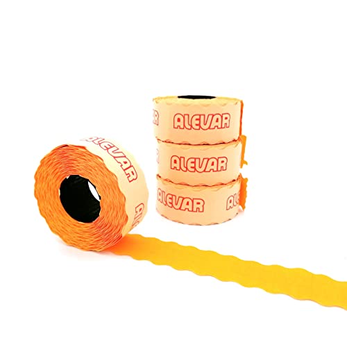 Etiquetas para preciadora naranja permanente 26 x 12 mm en blíster de 10 rollos para tiendas