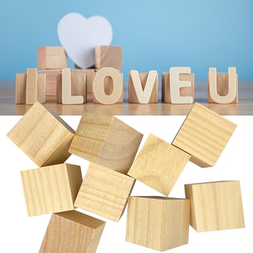 MUXGOA Wood Blocks for Crafts,2 Inch Unfinished Wooden Cubes Natural Wood Blocks for Crafts Making & DIY Projects & Decor(Pack of 9) - Thumbnail 5