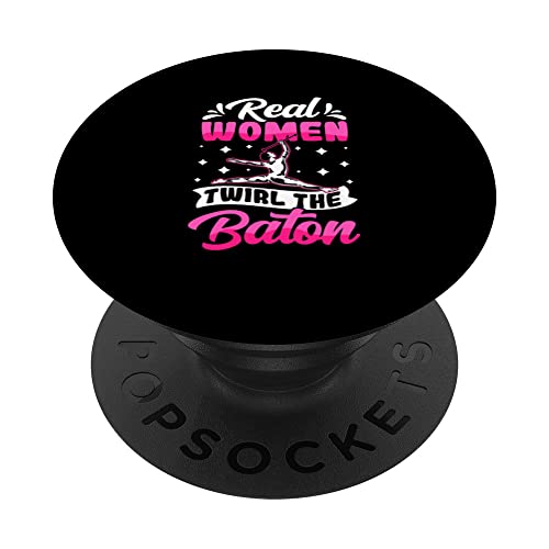 Twirler Majorettes Real Woman Twirl the Baton Twirling PopSockets Swappable PopGrip, Black