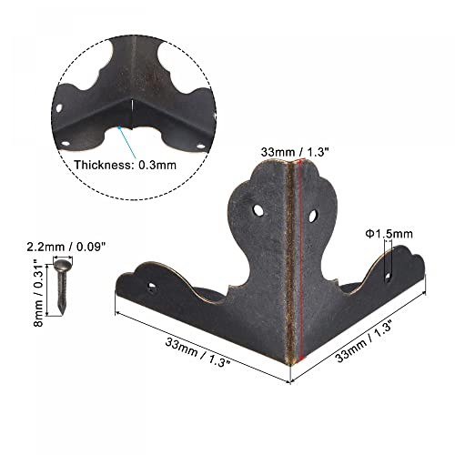 Image of uxcell 33x33x33mm Metal Box Corner Protectors Edge Guard Bronze Tone 8pcs