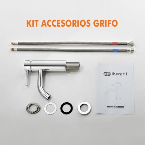 Miniatura 7 de Ibergrif, M11003 Grifo De Baño Clásico, Mezclador Monomando Lavabo, Grifo De Lavabo Para Agua Fría Y Caliente, Cromado