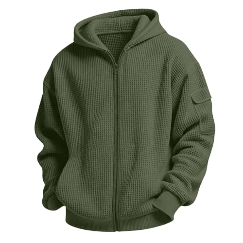 Kids Zip Up Hoodie Waffle Knit Long Sleeve Boy Sweatshirt Jacket Size 8-10 - image 8