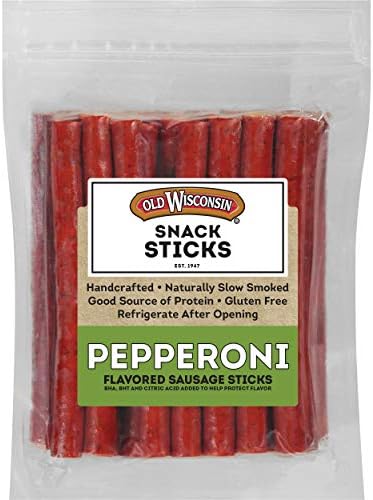 Old Wisconsin Pepperoni Sausage Snack Sticks, Naturally Smoked, Ready to Eat, High Protein, Low Carb, Keto, Gluten Free, 28 Ounce Resealable Package
