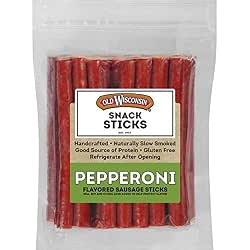 Old Wisconsin Pepperoni Sausage Snack Sticks, Naturally Smoked, Ready to